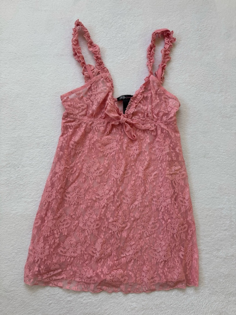 smart & sexy Dusty Pink Lace Chemise with Ruffle Straps